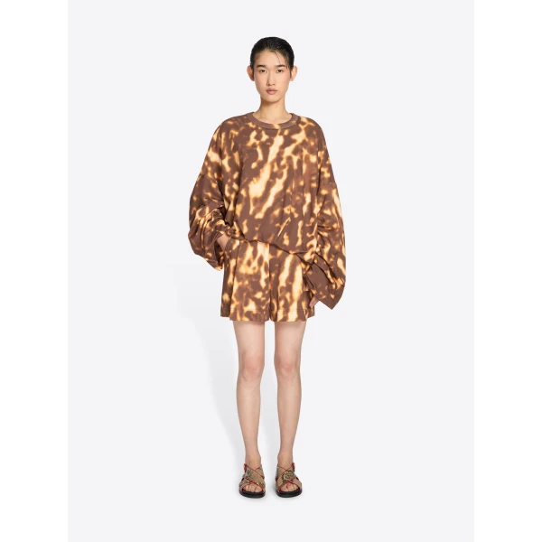 with draping and Orchid Petal print.
