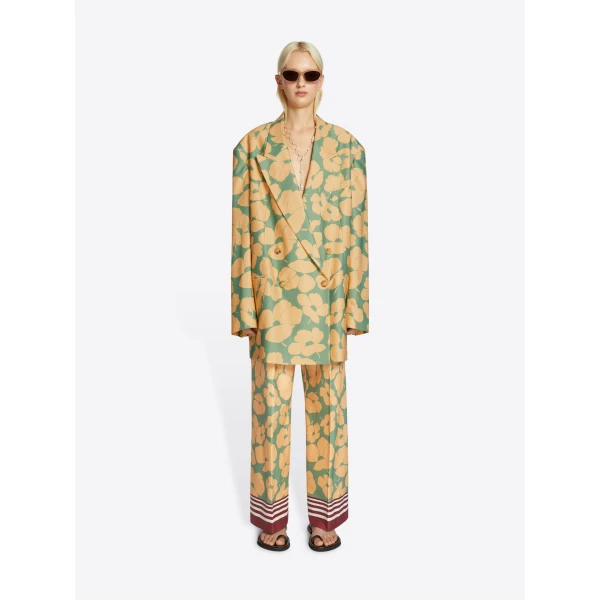 in floral viscose cotton blend.