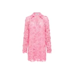 Leo Lin Acacia Mini Dress – Bubblegum Pink Lace Shirt Dress | Luxury Shoes Leo Lin Acacia mini lace shirt dress in bubblegum pink with structured silhouette — shop designer exclusives at Luxury Shoes