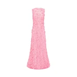 Leo Lin Eva pink sleeveless lace maxi dress with tiered skirt and embroidered floral details — romantic designer fashion at Luxury Shoes 