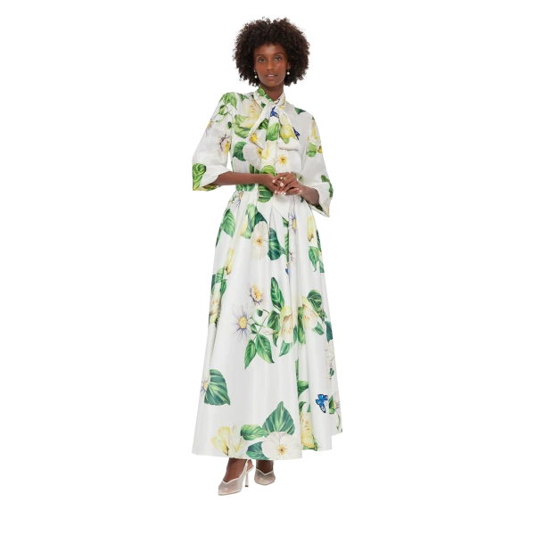 one can almost feel the sensation of sunshine through the fabric. - Tie Neck Silk Blouse - Joie Print in Snow from Luxury Shoes 