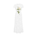 Leo Lin Monique white maxi dress with short sleeves and tiered skirt — a timeless designer statement from Luxury Shoes 
