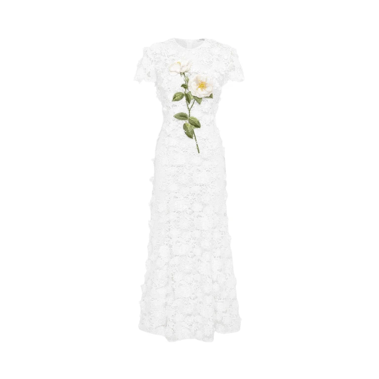Leo Lin Monique white maxi dress with short sleeves and tiered skirt — a timeless designer statement from Luxury Shoes 