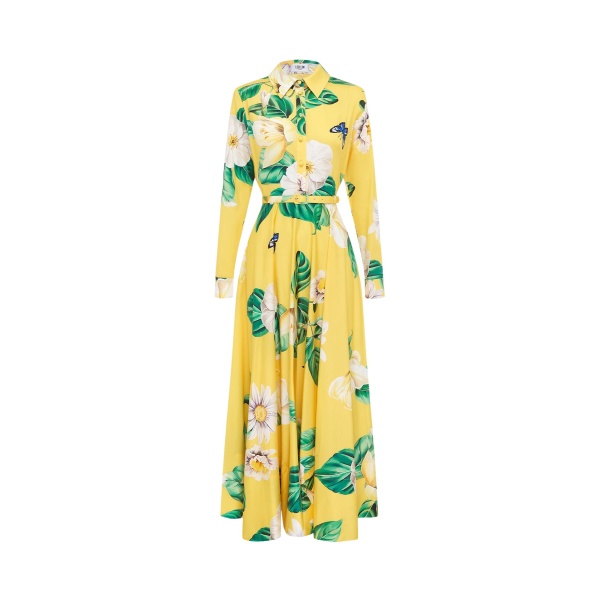 Leo Lin Zara shirt-style midi dress with joie blossom floral print and waist tie — luxury designer fashion at Luxury Shoes 