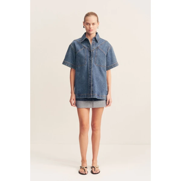 Shona Joy Denim Cotton  Garden Party with relaxed fit and minimalist silhouette for Minimalist Fashion or Elegant Day Clothing