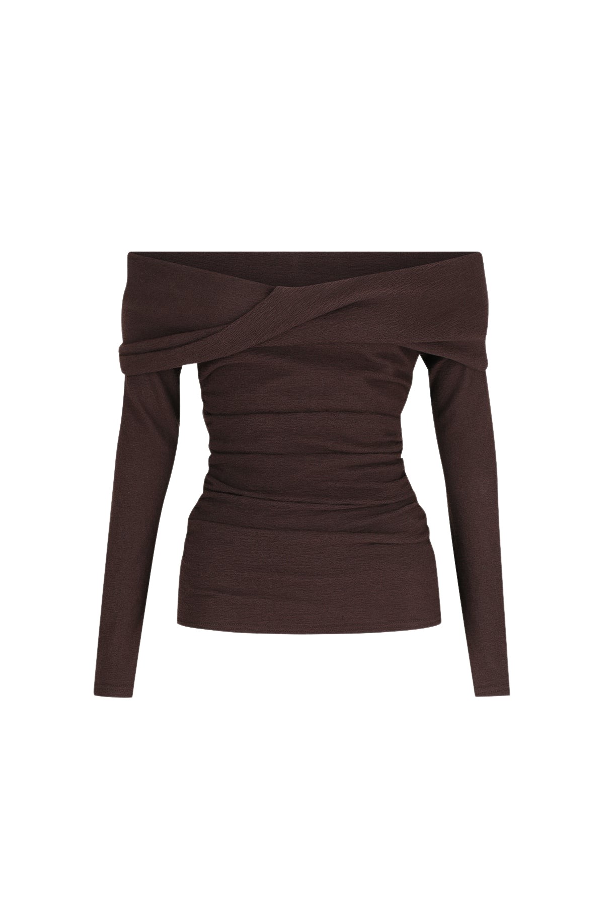 Shona Joy Beau Off Shoulder Twist Front Top – Espresso