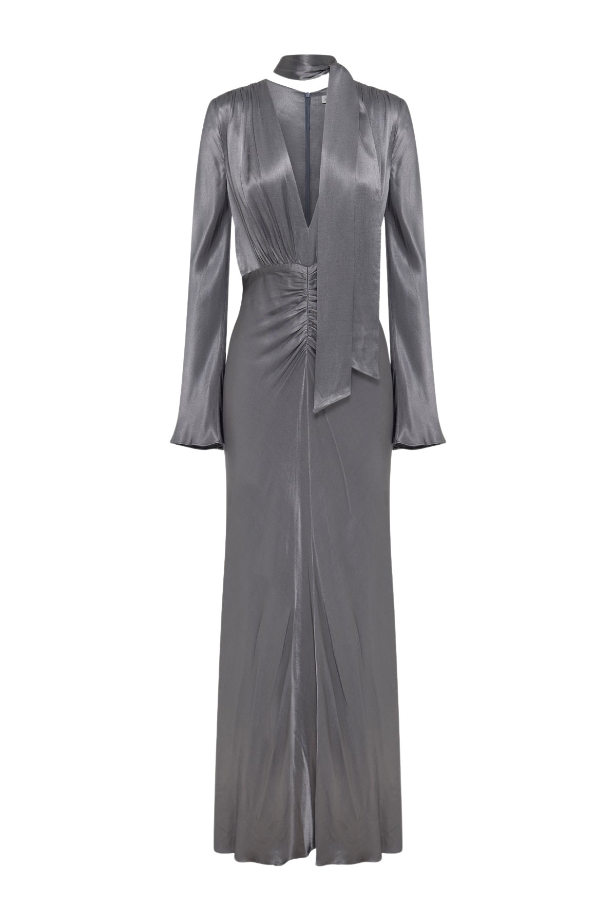 Shona Joy La Lune Plunged Long Sleeve Maxi Dress – Graphite