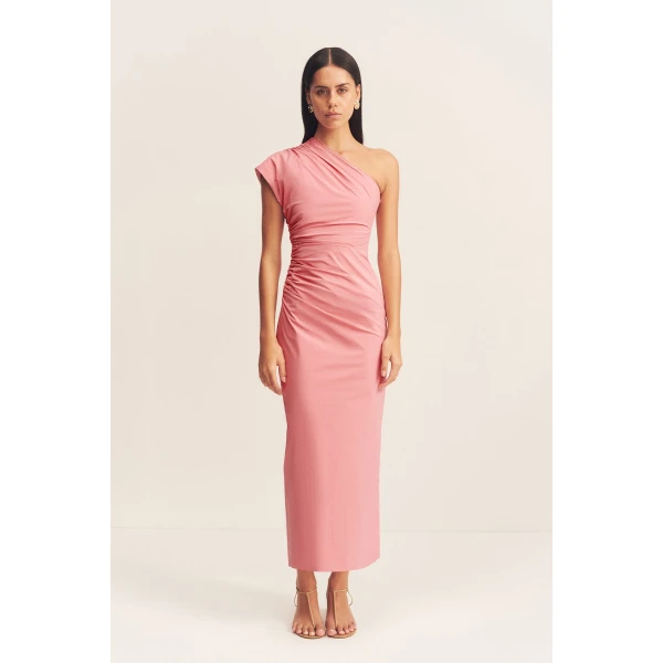 Shona Joy Asymmetrical Midi Dress  Garden Party with relaxed fit and minimalist silhouette for Minimalist Fashion or Elegant Day Clothing