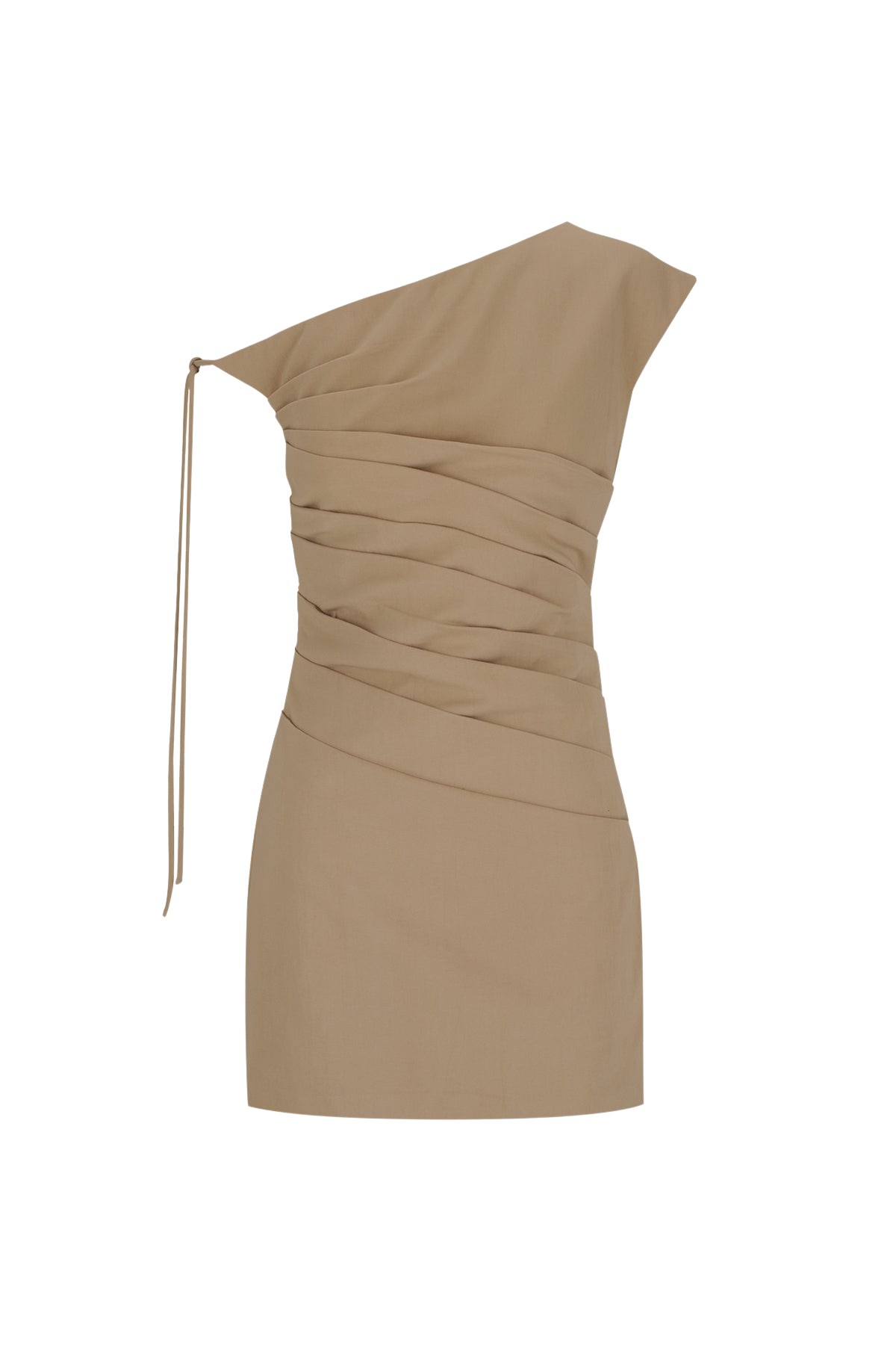 Shona Joy Lani Asymmetrical Mini Dress – Pebble