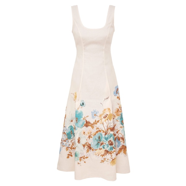 Elevate your elegance in this Zimmermann Clothing Linen Midi Dress from the 2025 resort wear edit