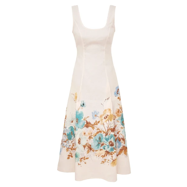 Elevate your elegance in this Zimmermann Clothing Linen Midi Dress from the 2025 resort wear edit