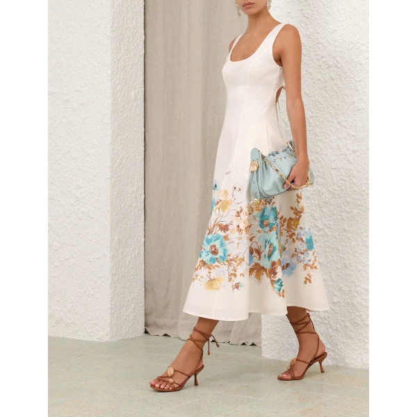 Elevate your elegance in this Zimmermann Clothing Linen Midi Dress from the 2025 resort wear edit