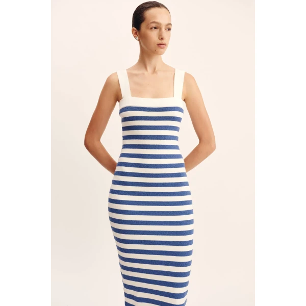 Posse Ari Dress - Blue Stripe – sustainable Dresses in Blue from Australian designer at Luxury Shoes .