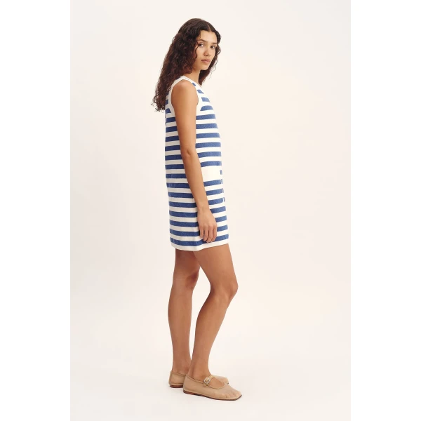 Posse Ari Mini Dress - Blue Stripe – sustainable Dresses in Blue from Australian designer at Luxury Shoes .