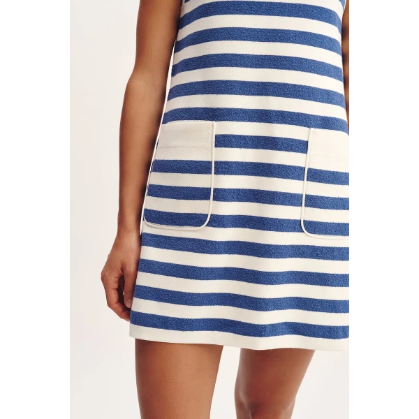 Posse Ari Mini Dress - Blue Stripe – sustainable Dresses in Blue from Australian designer at Luxury Shoes .