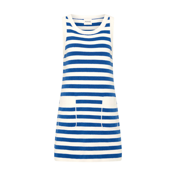 Posse Ari Mini Dress - Blue Stripe – sustainable Dresses in Blue from Australian designer at Luxury Shoes .
