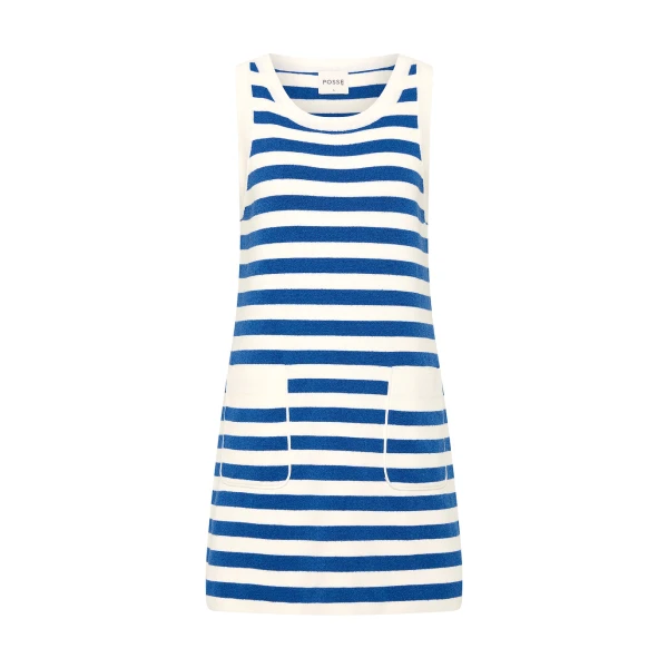 Posse Ari Mini Dress - Blue Stripe – sustainable Dresses in Blue from Australian designer at Luxury Shoes .