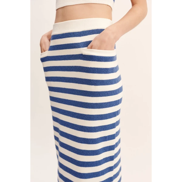 Posse Ari Skirt - Blue Stripe – sustainable Skirts in Blue from Australian designer at Luxury Shoes .