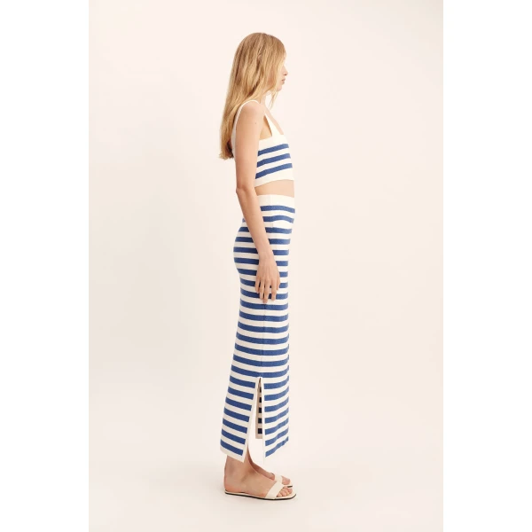 Posse Ari Skirt - Blue Stripe – sustainable Skirts in Blue from Australian designer at Luxury Shoes .