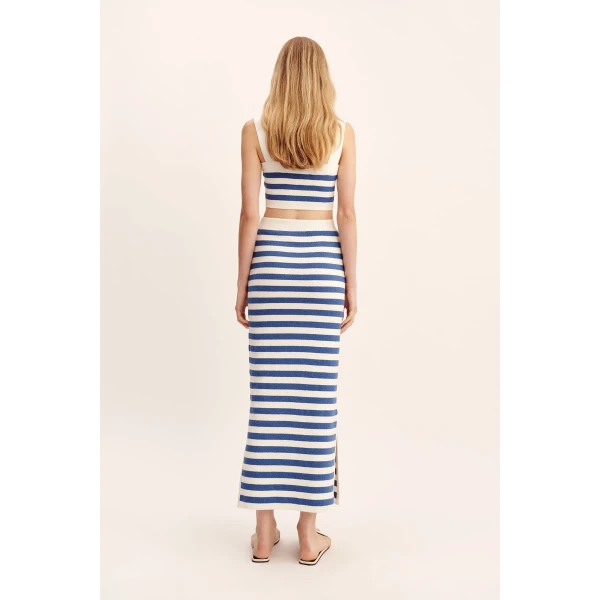 Posse Ari Skirt - Blue Stripe – sustainable Skirts in Blue from Australian designer at Luxury Shoes .