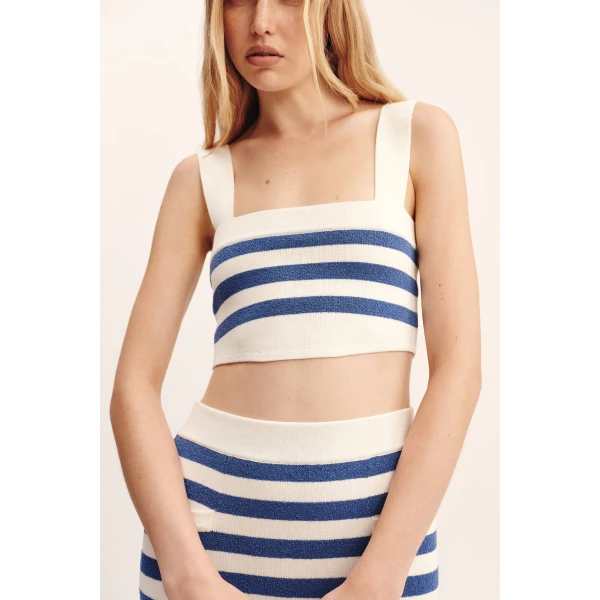 Posse Ari Top - Blue Stripe – sustainable Tops in Blue from Australian designer at Luxury Shoes .