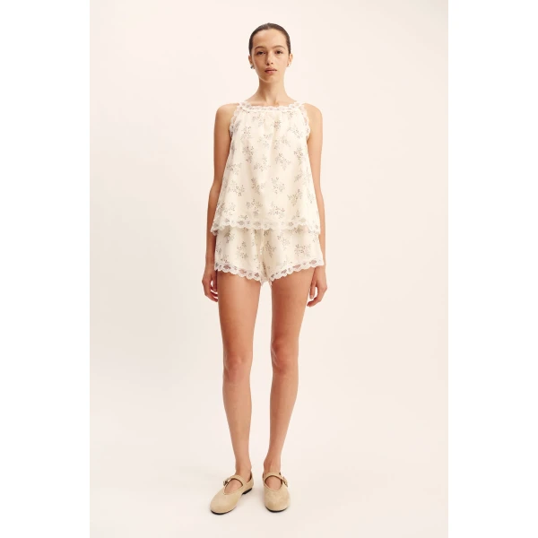 Posse Elodie Top - Blue Blooms – sustainable Tops in Blue from Australian designer at Luxury Shoes .