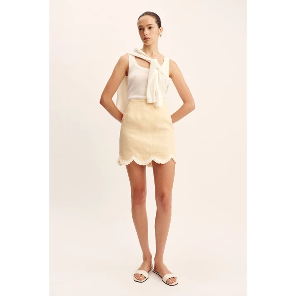 Posse Essie Mini Skirt - Dusty Citron – sustainable Skirts in Yellow from Australian designer at Luxury Shoes .