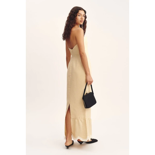Posse Essie Strapless Dress - Dusty Citron – sustainable Dresses in Yellow from Australian designer at Luxury Shoes .