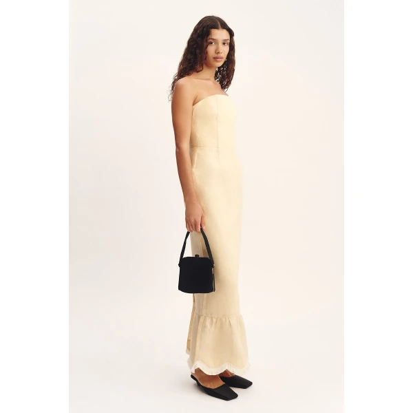Posse Essie Strapless Dress - Dusty Citron – sustainable Dresses in Yellow from Australian designer at Luxury Shoes .