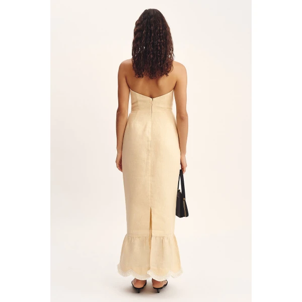 Posse Essie Strapless Dress - Dusty Citron – sustainable Dresses in Yellow from Australian designer at Luxury Shoes .