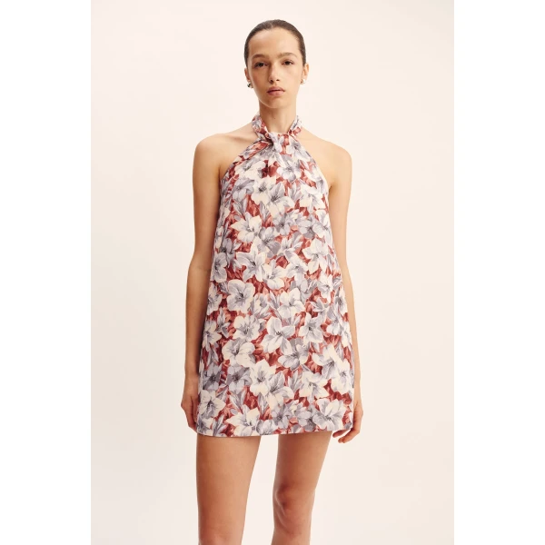Posse Luna Halter Mini Dress - Lily Garden – sustainable Dresses in Multicolour from Australian designer at Luxury Shoes .
