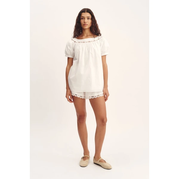 Posse Marilyn Blouse - Vintage White – sustainable Tops in White from Australian designer at Luxury Shoes .