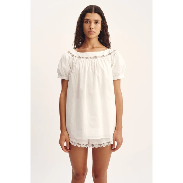 Posse Marilyn Blouse - Vintage White – sustainable Tops in White from Australian designer at Luxury Shoes .