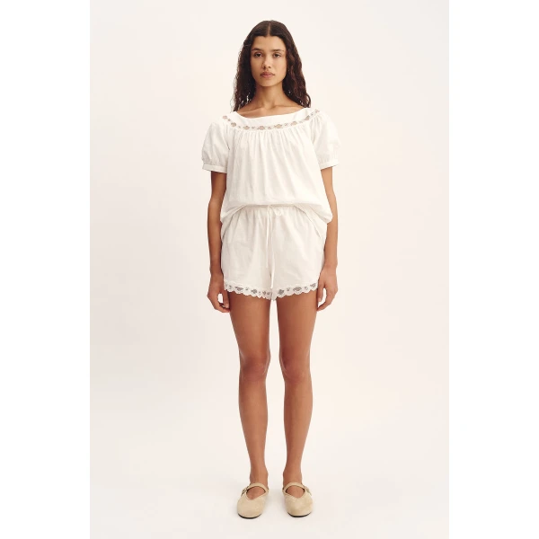 Posse Marilyn Short - Vintage White – sustainable Shorts in White from Australian designer at Luxury Shoes .