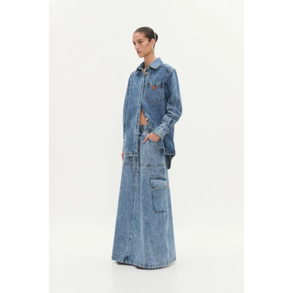 Blues Denim Maxi Skirt