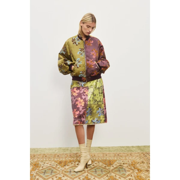 Alemais Contemporary Wardrobe Jacket Adriana Jacquard Bomber Jacket — designer powerwear from Luxury Shoes 