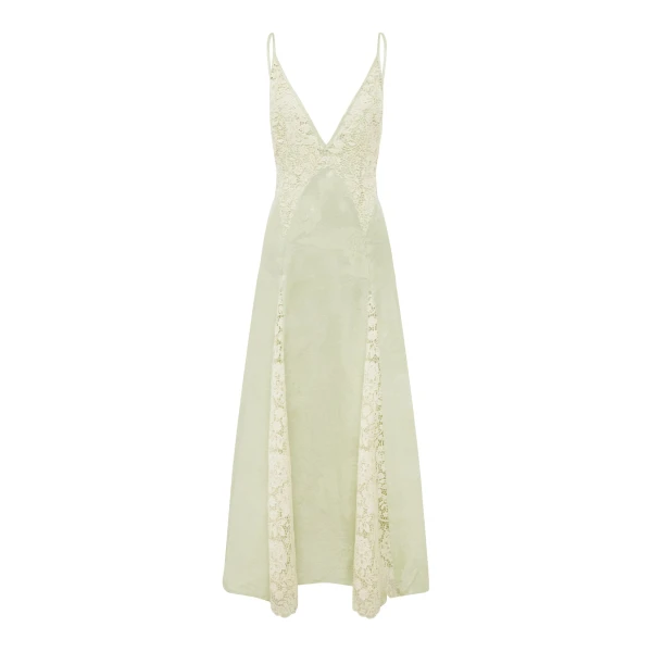 Alemais Contemporary Wardrobe Dress_Midi Apollonia Pistachio Slip Dress — designer powerwear from Luxury Shoes 