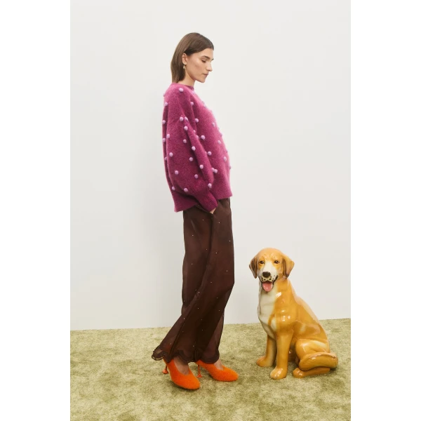 Alemais Contemporary Wardrobe TopKnitwear Elia Mulberry Balloon Sweater — designer powerwear from Luxury Shoes 