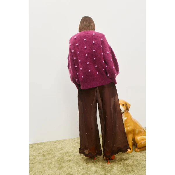 Alemais Contemporary Wardrobe TopKnitwear Elia Mulberry Balloon Sweater — designer powerwear from Luxury Shoes 
