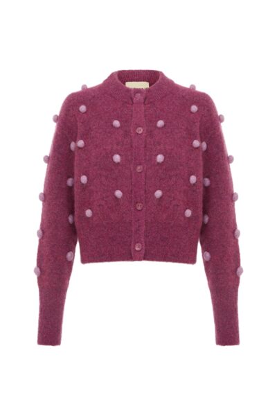 Alemais Contemporary Wardrobe Top_Knitwear Elia Mulberry Cropped Cardigan — designer powerwear from Luxury Shoes 