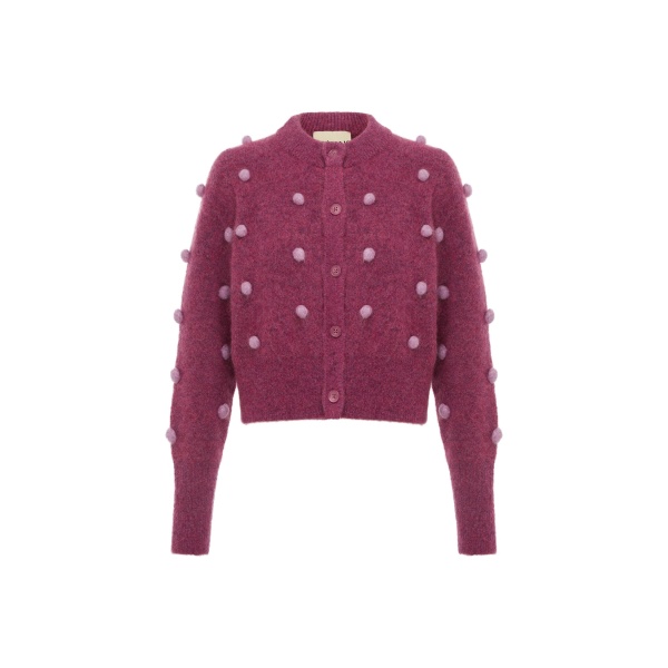 Alemais Contemporary Wardrobe Top_Knitwear Elia Mulberry Cropped Cardigan — designer powerwear from Luxury Shoes 