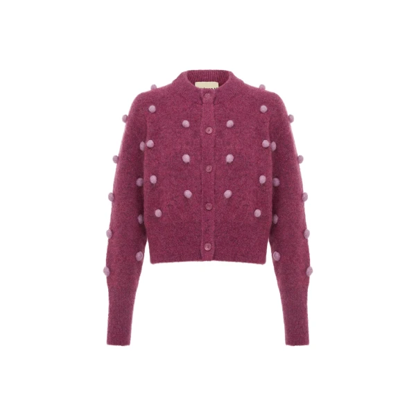 Alemais Contemporary Wardrobe Top_Knitwear Elia Mulberry Cropped Cardigan — designer powerwear from Luxury Shoes 