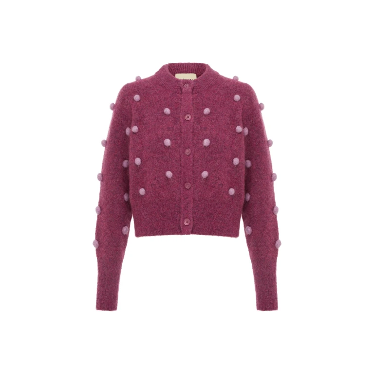 Alemais Contemporary Wardrobe Top_Knitwear Elia Mulberry Cropped Cardigan — designer powerwear from Luxury Shoes 