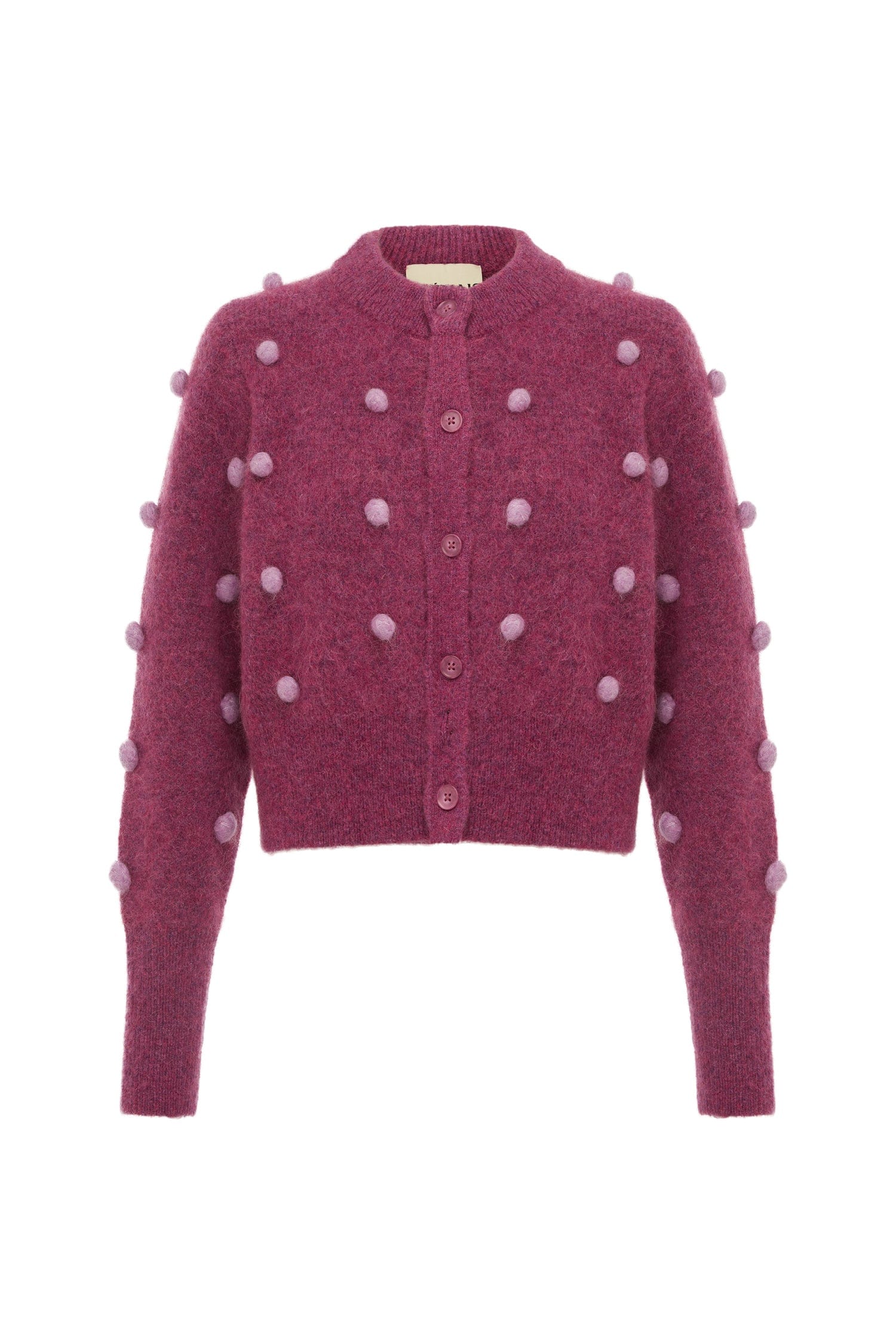 Alemais Contemporary Wardrobe Top_Knitwear Elia Mulberry Cropped Cardigan — designer powerwear from Luxury Shoes 