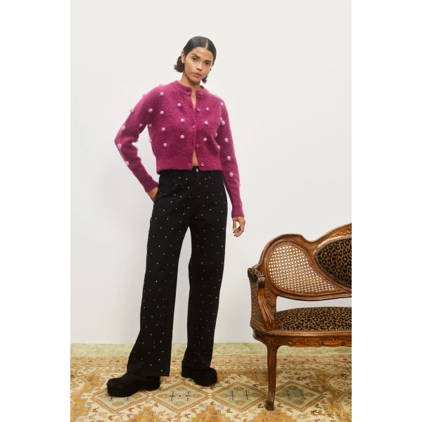 Alemais Contemporary Wardrobe TopKnitwear Elia Mulberry Cropped Cardigan — designer powerwear from Luxury Shoes 