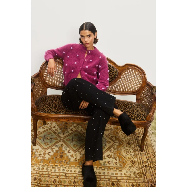 Alemais Contemporary Wardrobe TopKnitwear Elia Mulberry Cropped Cardigan — designer powerwear from Luxury Shoes 