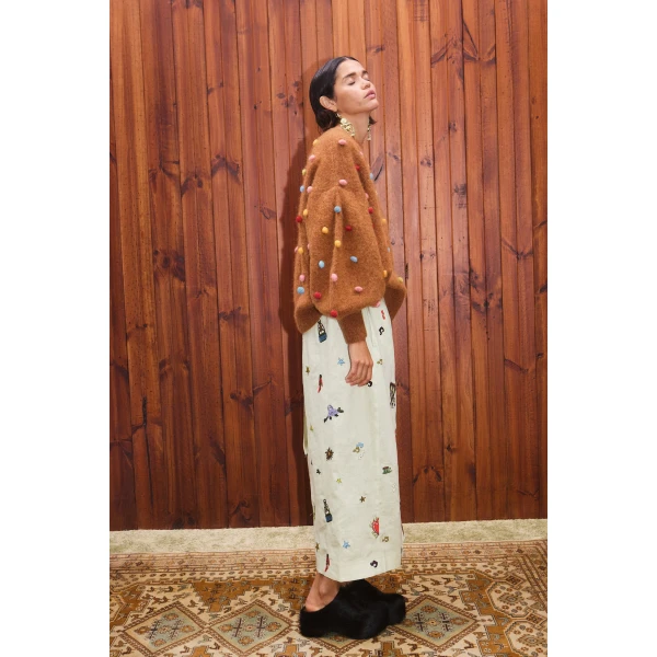 Alemais Elia Tobacco Balloon Sweater — designer powerwear from Luxury Shoes 