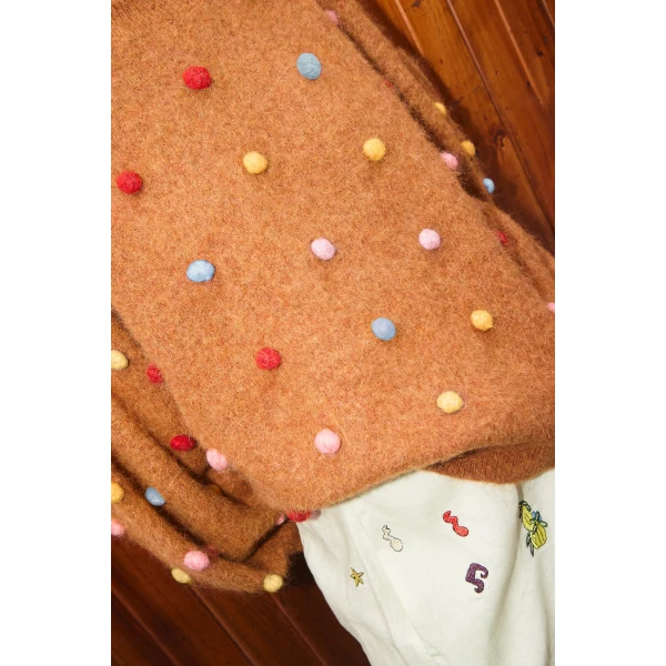 Alemais Elia Tobacco Balloon Sweater — designer powerwear from Luxury Shoes 