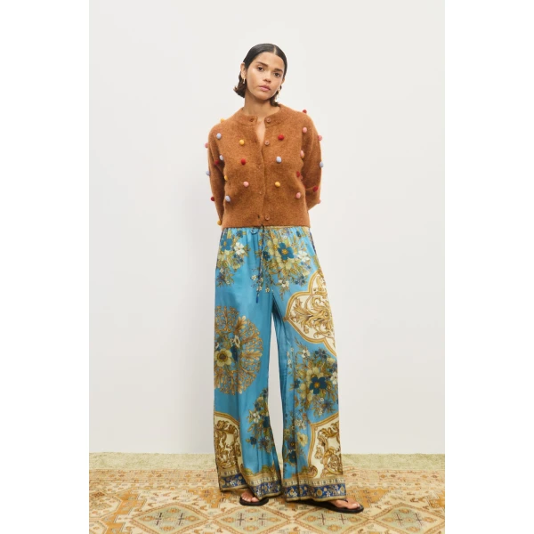 Alemais Elia Tobacco Cropped Cardigan — designer powerwear from Luxury Shoes 