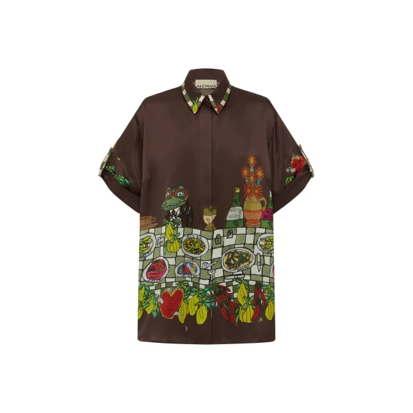Alemais Contemporary Wardrobe Shirt Fredo Silk Shirt — designer powerwear from Luxury Shoes 